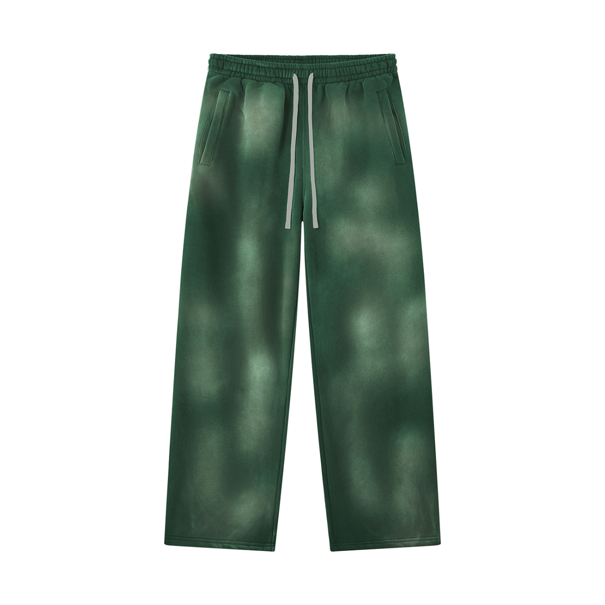 Unisex Sunfade Wide Leg Fleece Sweatpants in dark green
