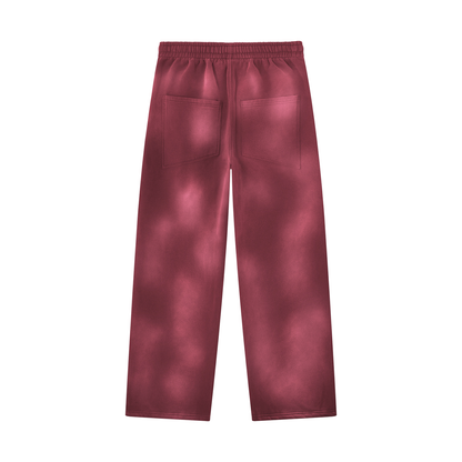 Unisex Sunfade Wide Leg Fleece Sweatpants in dark red, alternate angle