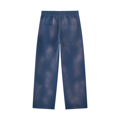 Unisex Sunfade Wide Leg Fleece Sweatpants in navy blue, alternate angle