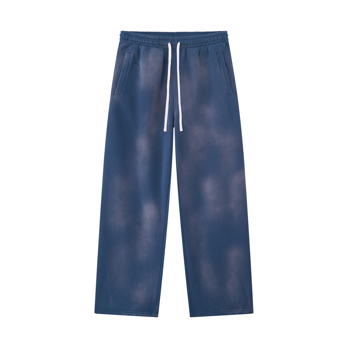 Unisex Sunfade Wide Leg Fleece Sweatpants in navy blue