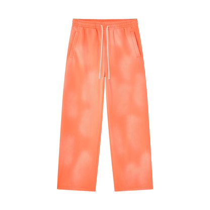 Unisex Sunfade Wide Leg Fleece Sweatpants in orange