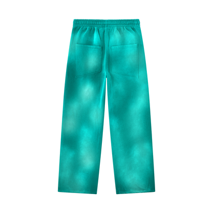 Unisex Sunfade Wide Leg Fleece Sweatpants in peacock blue, alternate angle