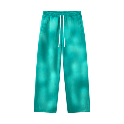 Unisex Sunfade Wide Leg Fleece Sweatpants in peacock blue