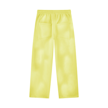 Unisex Sunfade Wide Leg Fleece Sweatpants in yellow, alternate angle