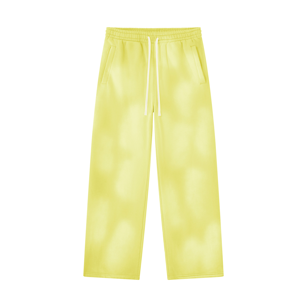 Unisex Sunfade Wide Leg Fleece Sweatpants in yellow