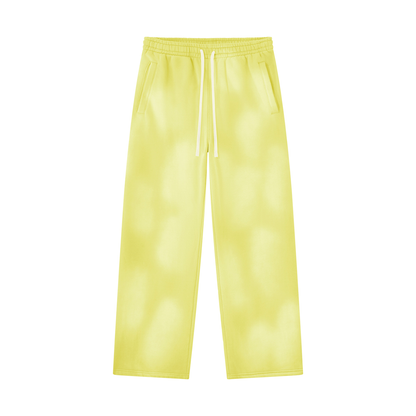 Unisex Sunfade Wide Leg Fleece Sweatpants in yellow