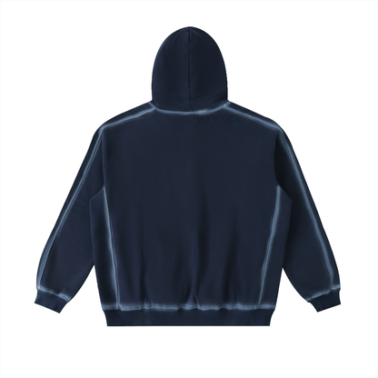 Unisex Sunfaded Edge Fleece Hoodie in washed blue, alternate angle