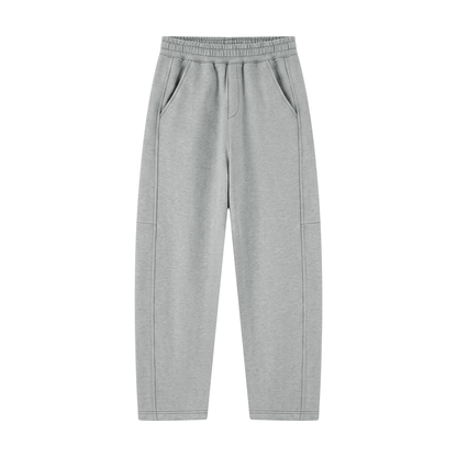 Unisex Tapered Straight Hem Sweatpants in flower gray