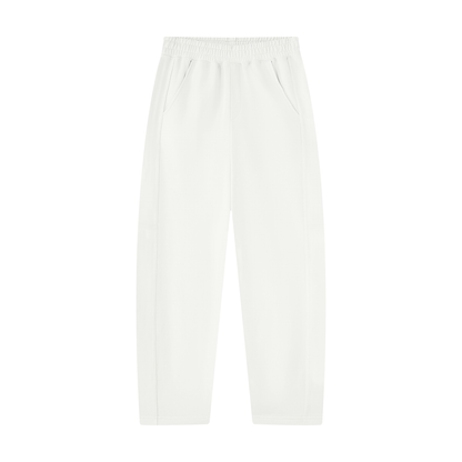 Unisex Tapered Straight Hem Sweatpants in white