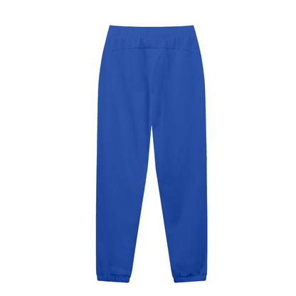 Unisex Thick Cotton Blend Jogger Sweatpants in colorful blue, alternate angle