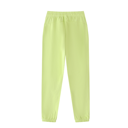 Unisex Thick Cotton Blend Jogger Sweatpants in lemon green, alternate angle