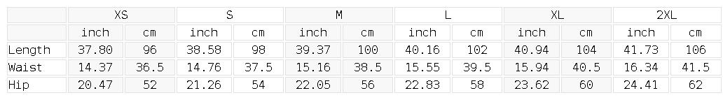 Size chart for the Unisex Thick Cotton Blend Jogger Sweatpants