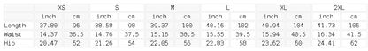 Size chart for the Unisex Thick Cotton Blend Jogger Sweatpants