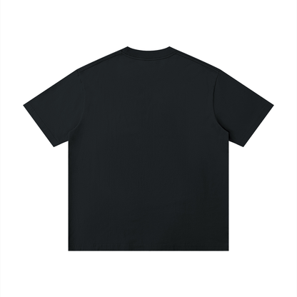 Unisex Thin Loose Drop Shoulder Cotton T-Shirt in black, alternate angle
