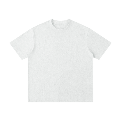 Unisex Thin Loose Drop Shoulder Cotton T-Shirt in flower gray