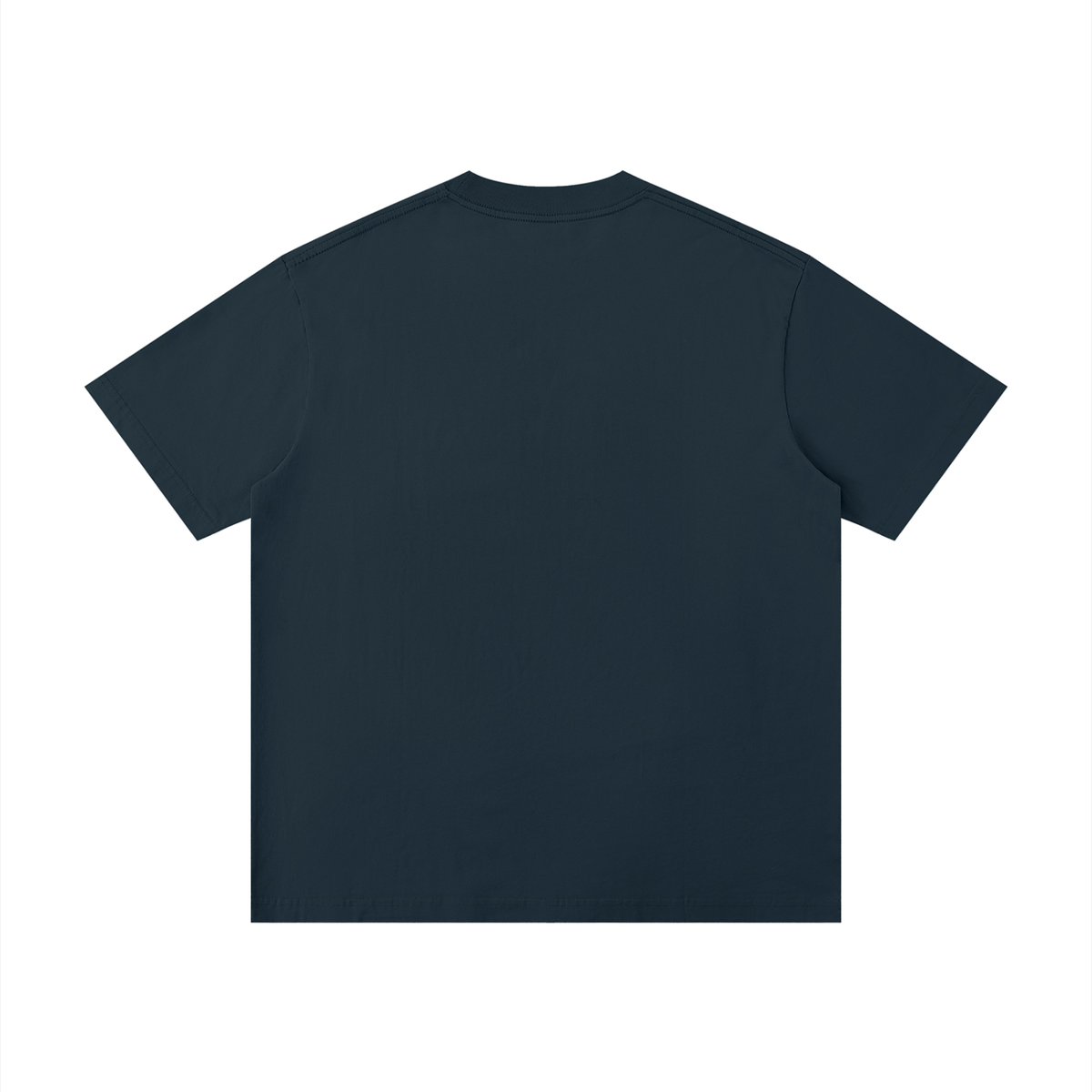 Unisex Thin Loose Drop Shoulder Cotton T-Shirt in navy blue, alternate angle