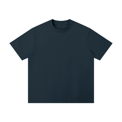 Unisex Thin Loose Drop Shoulder Cotton T-Shirt in navy blue