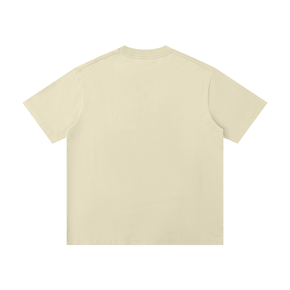 Unisex Thin Loose Drop Shoulder Cotton T-Shirt in pale khaki, alternate angle