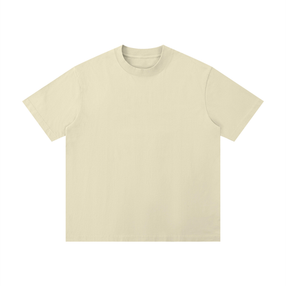 Unisex Thin Loose Drop Shoulder Cotton T-Shirt in pale khaki