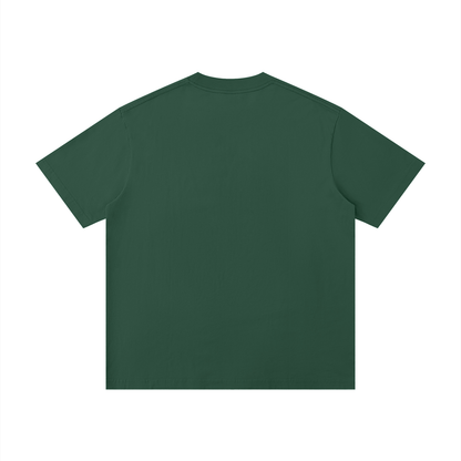 Unisex Thin Loose Drop Shoulder Cotton T-Shirt in retro green, alternate angle