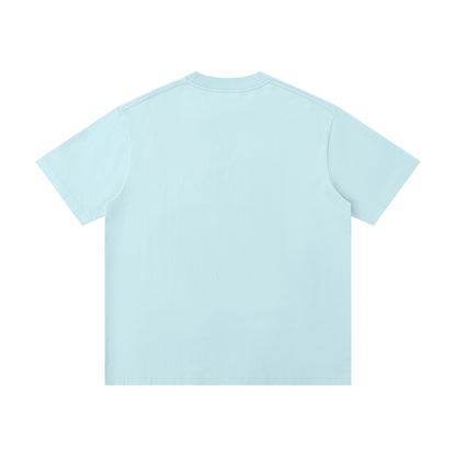 Unisex Thin Loose Drop Shoulder Cotton T-Shirt in sky blue, alternate angle