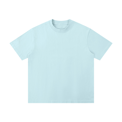 Unisex Thin Loose Drop Shoulder Cotton T-Shirt in sky blue
