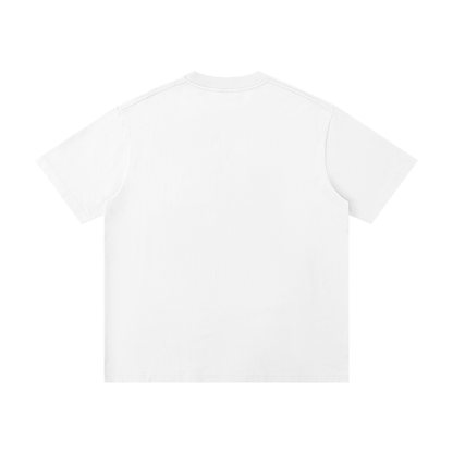 Unisex Thin Loose Drop Shoulder Cotton T-Shirt in white, alternate angle