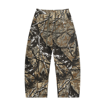 Unisex Tree Camo Barrel Leg Pants in brown tree camo