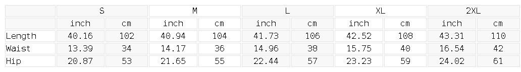 Size chart for the Unisex Tree Camo Barrel Leg Pants