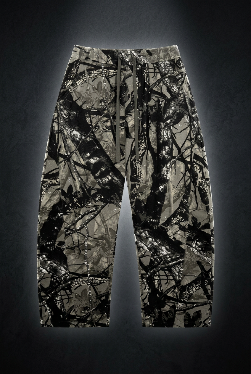 Unisex Tree Camo Barrel Leg Pants, view 1