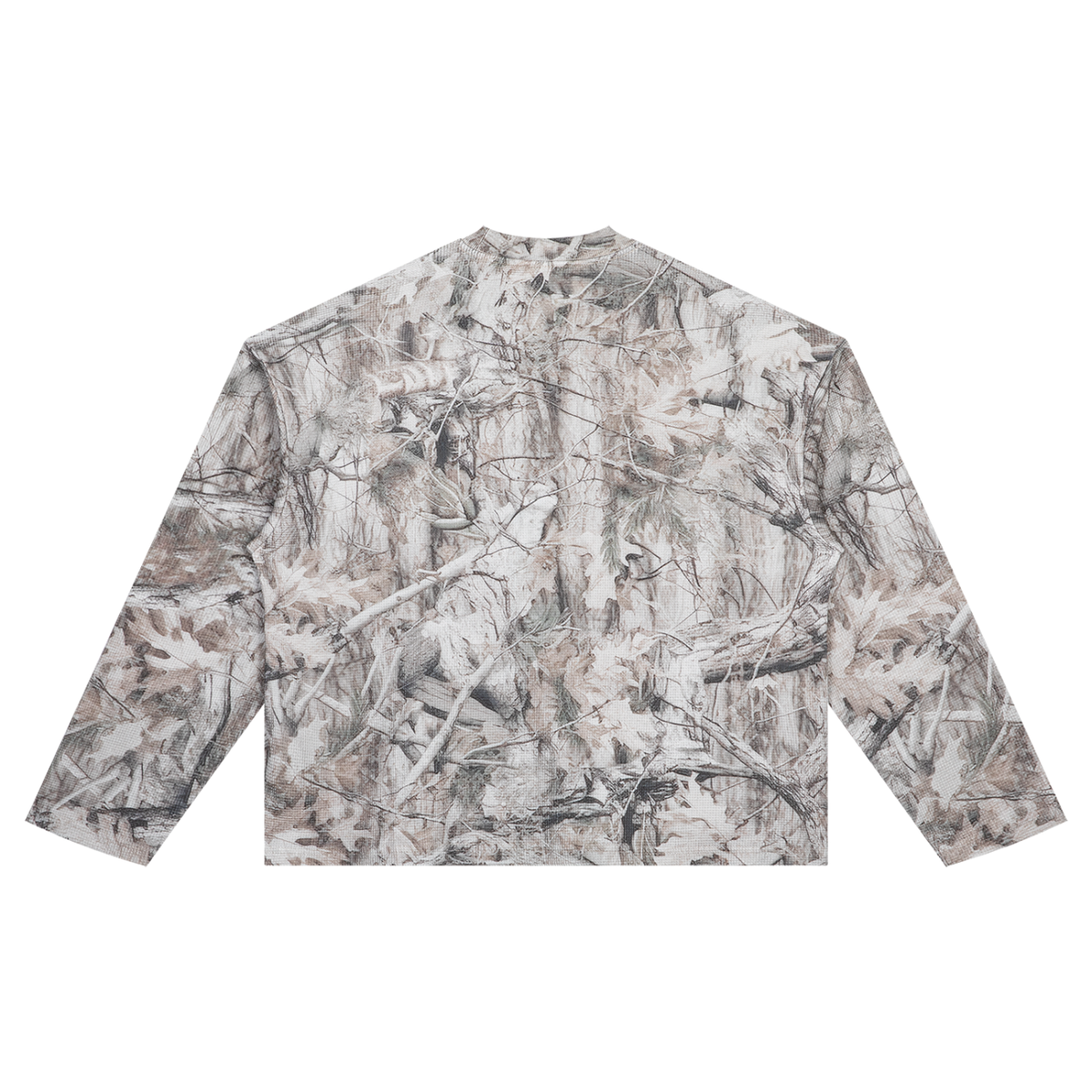 Unisex Tree Camo Waffle T-Shirt in tree camo, alternate angle