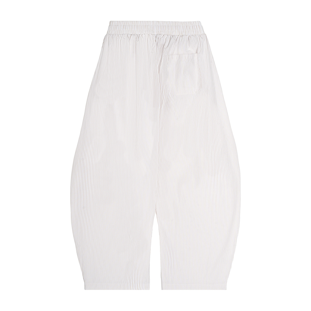 Unisex Vertical Stripe Drawstring Barrel Pants in apricot, alternate angle