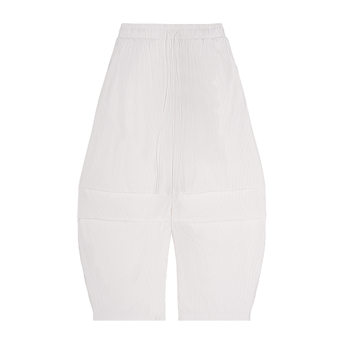Unisex Vertical Stripe Drawstring Barrel Pants in apricot