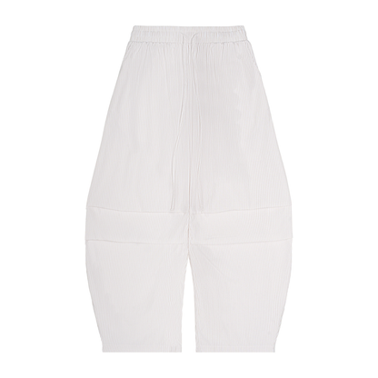Unisex Vertical Stripe Drawstring Barrel Pants in apricot