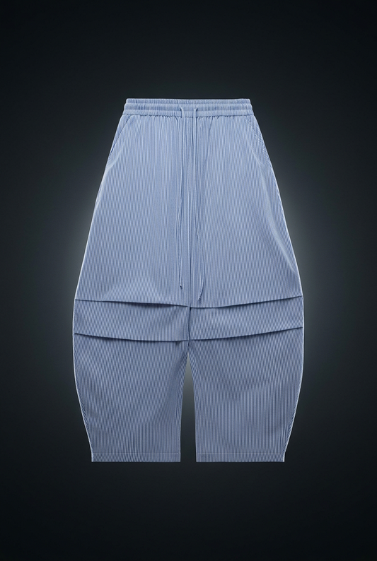 Unisex Vertical Stripe Drawstring Barrel Pants