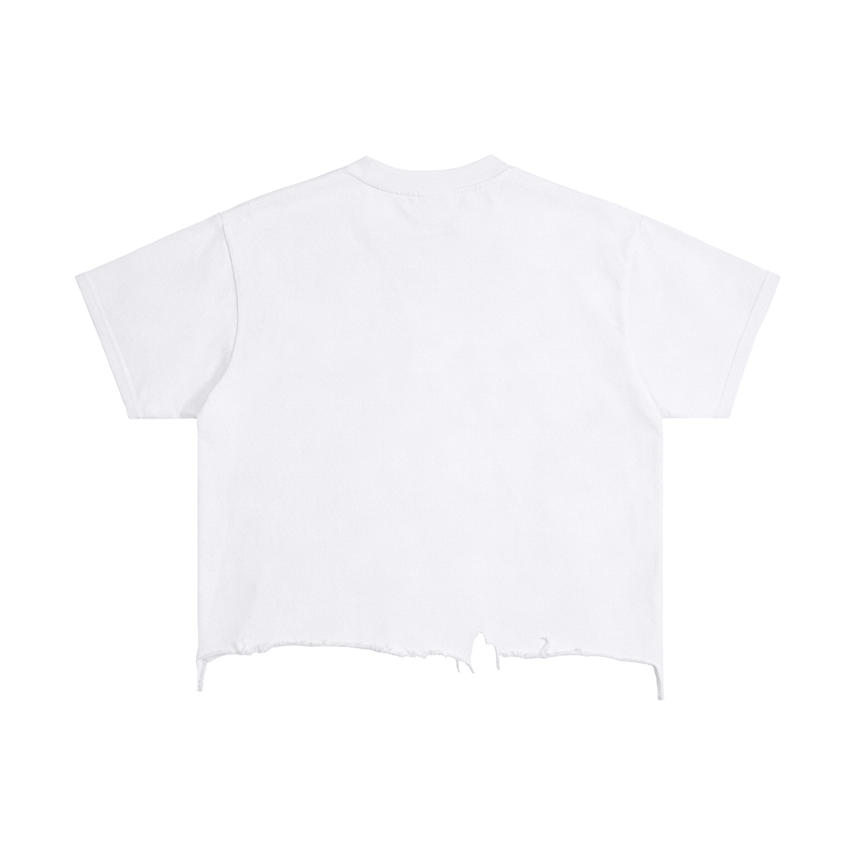 Unisex Vintage Wash Boxy Distressed Hem T-Shirt in white, alternate angle