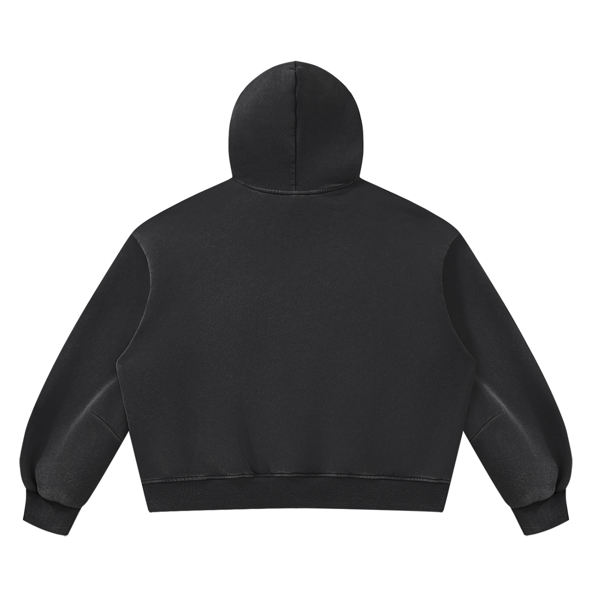 Unisex Vintage Wash Boxy Fleece Hoodie in black, alternate angle