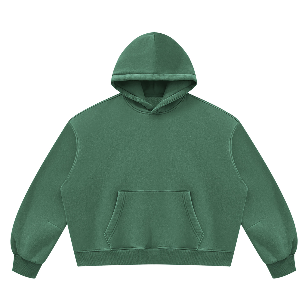Unisex Vintage Wash Boxy Fleece Hoodie in dark green