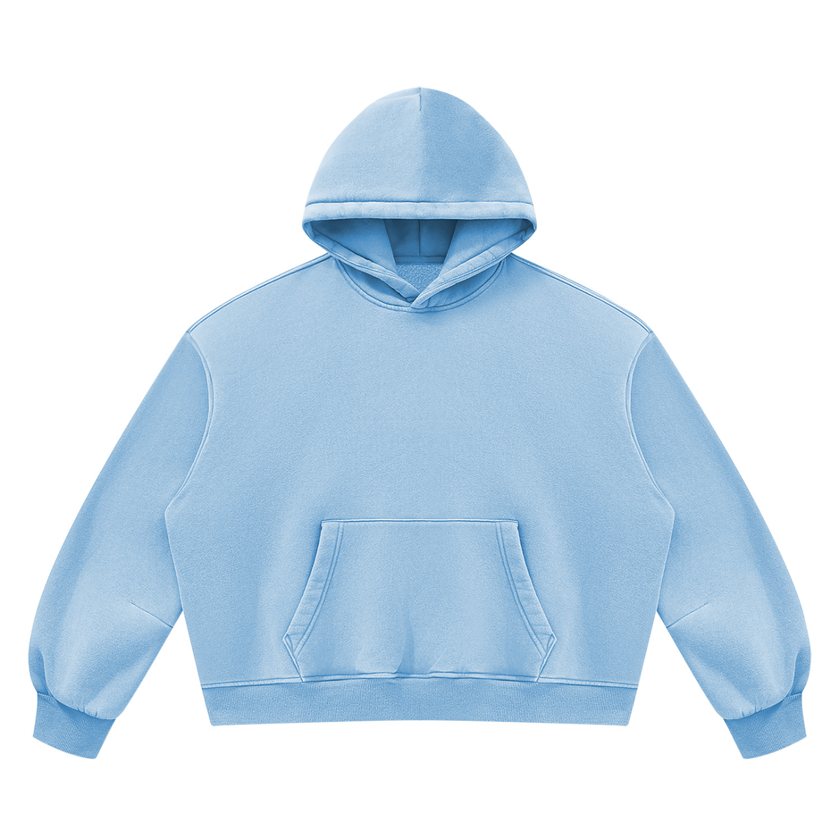 Unisex Vintage Wash Boxy Fleece Hoodie in light blue