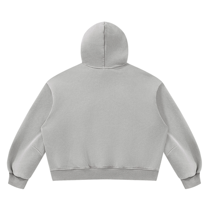 Unisex Vintage Wash Boxy Fleece Hoodie in light gray, alternate angle