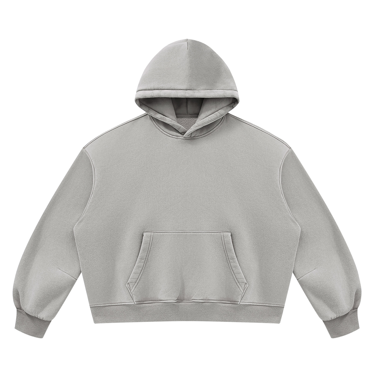 Unisex Vintage Wash Boxy Fleece Hoodie in light gray