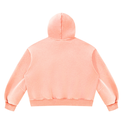 Unisex Vintage Wash Boxy Fleece Hoodie in light pink, alternate angle