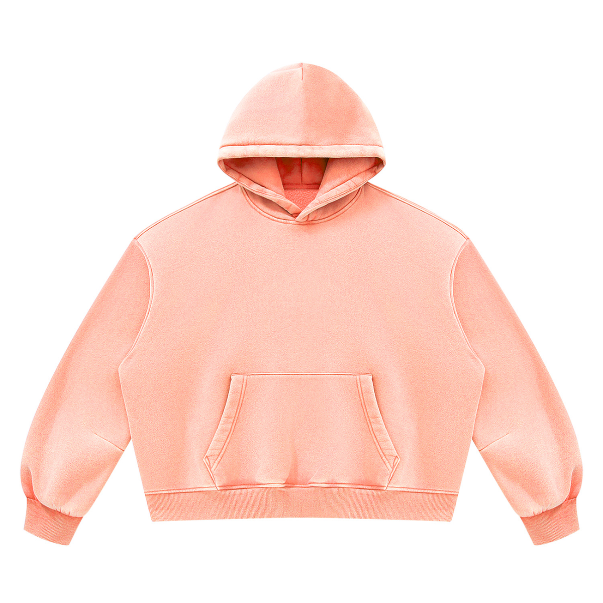 Unisex Vintage Wash Boxy Fleece Hoodie in light pink