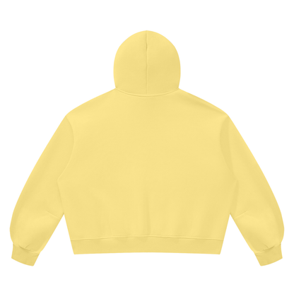 Unisex Vintage Wash Boxy Fleece Hoodie in light yellow, alternate angle