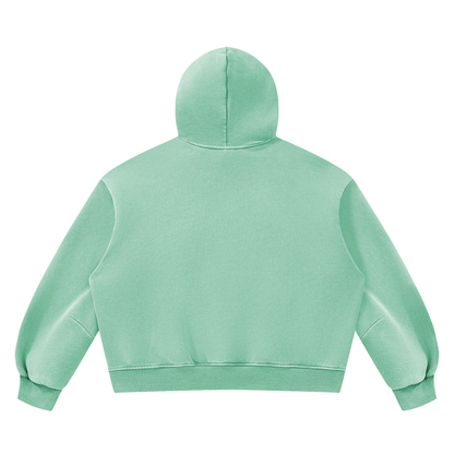 Unisex Vintage Wash Boxy Fleece Hoodie in mint green, alternate angle