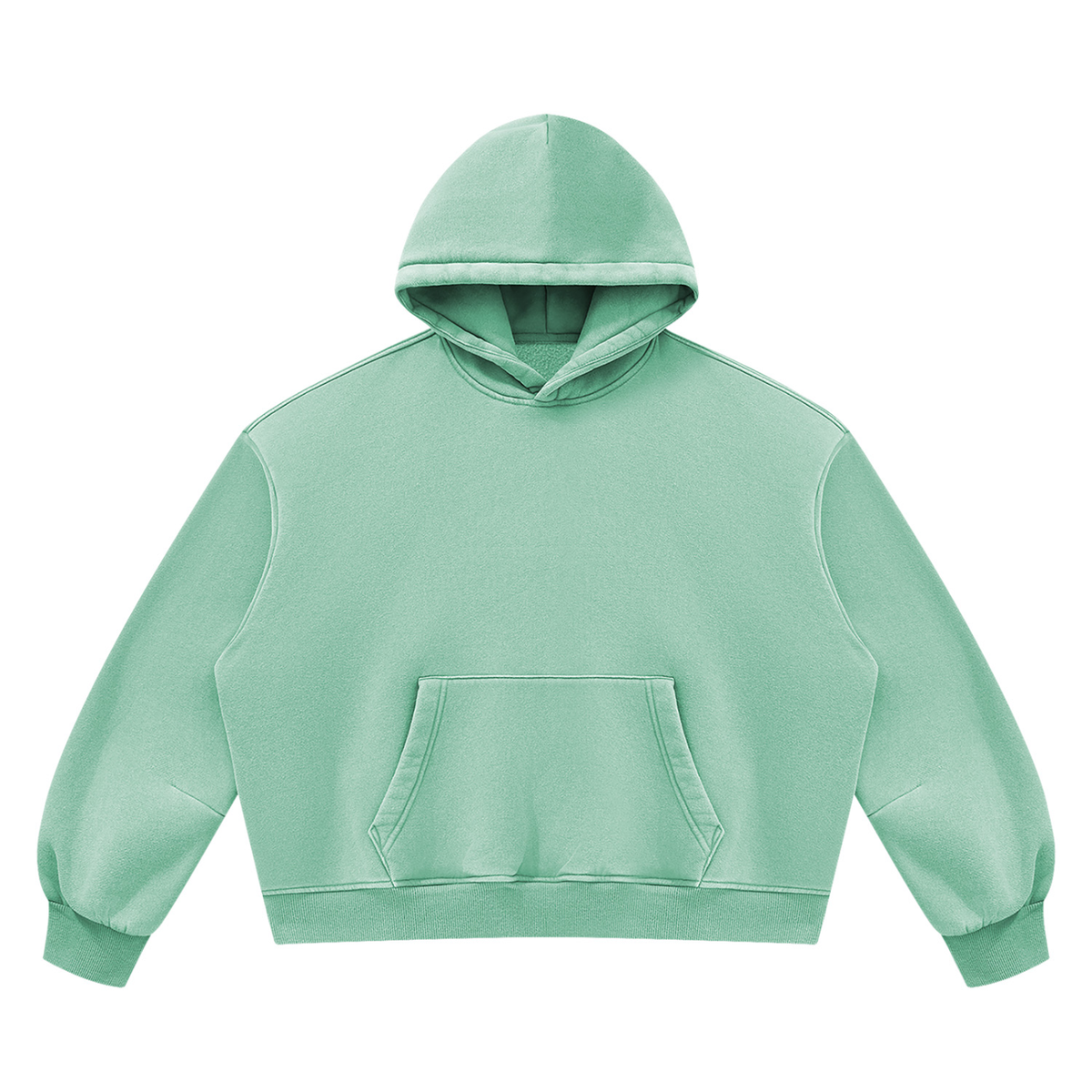 Unisex Vintage Wash Boxy Fleece Hoodie in mint green