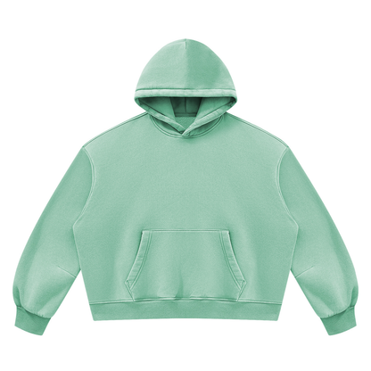 Unisex Vintage Wash Boxy Fleece Hoodie in mint green