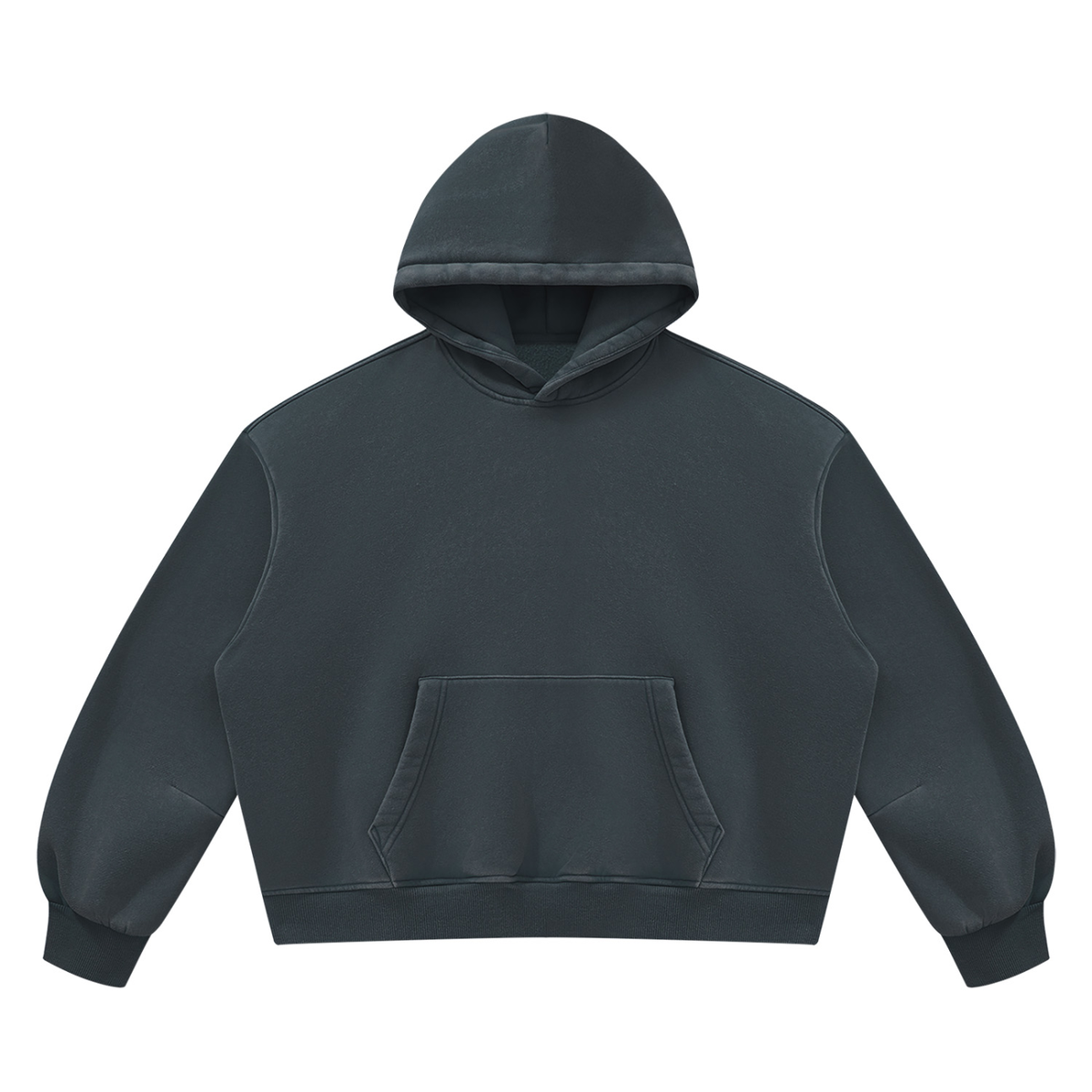Unisex Vintage Wash Boxy Fleece Hoodie in navy blue