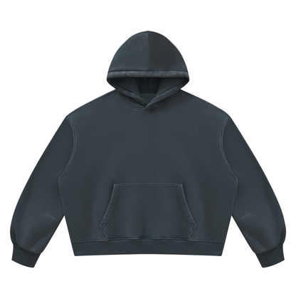 Unisex Vintage Wash Boxy Fleece Hoodie in navy blue