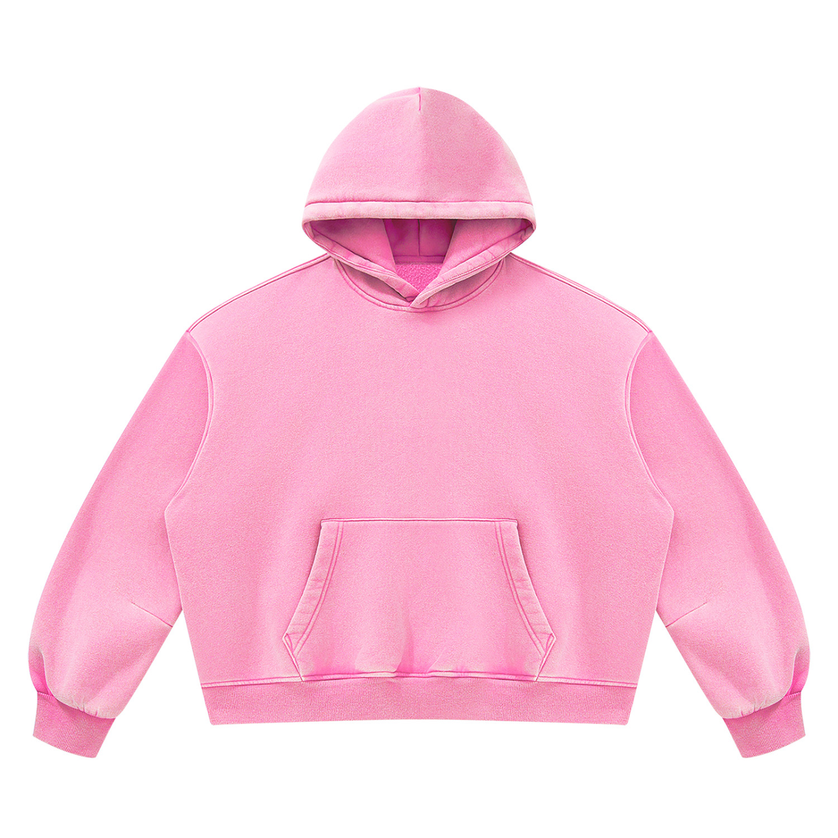 Unisex Vintage Wash Boxy Fleece Hoodie in pink